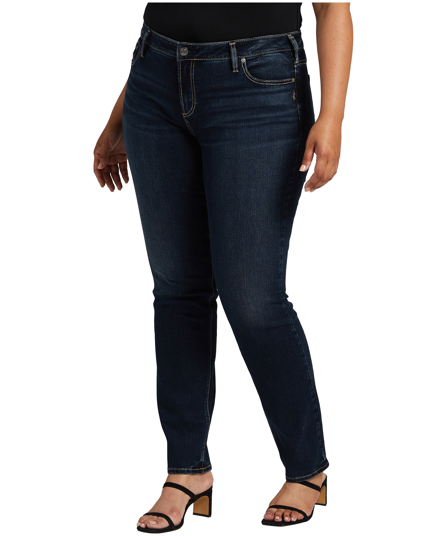 Jean Silver à jambe droite et à taille mi-basse pour femmes, Elyse, taille plus