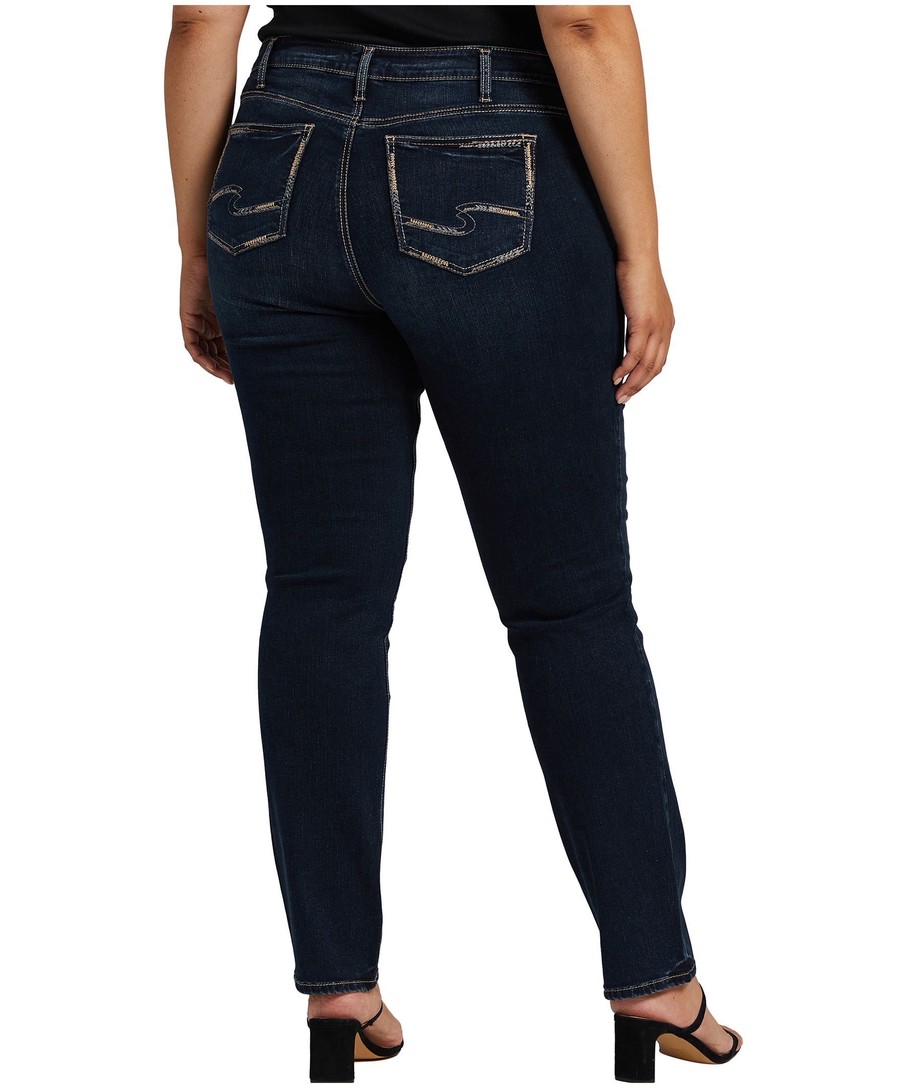 Jean Silver à jambe droite et à taille mi-basse pour femmes, Elyse, taille plus