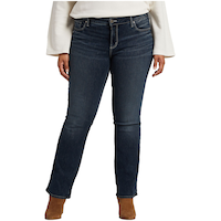 Silver Women's Curvy Elyse Mid Rise Slim Bootcut Jeans Front_Flat