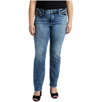 Jean à jambe droite et à taille mi-basse qui épouse les courbes pour femmes, Suki, taille plus, Silver Front_Angled_Left