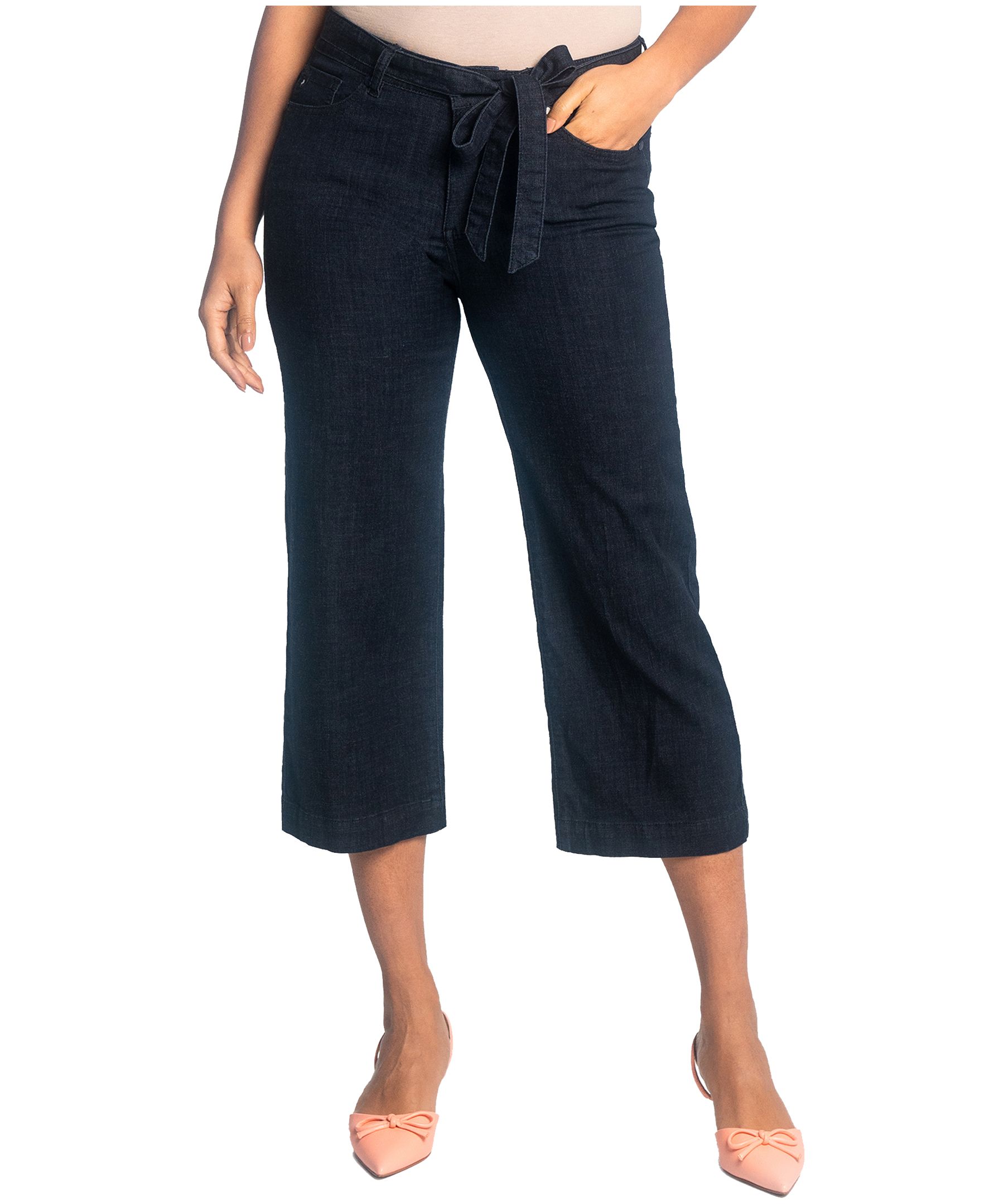 Jean gaucho à jambe large et à taille haute pour femmes, Lois