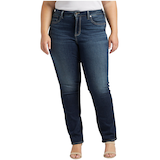 Silver Women's Avery High Rise Straight Jeans Plus Size Front_Flat