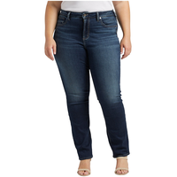 Silver Women's Avery High Rise Straight Jeans Plus Size Front_Flat