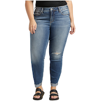 Silver Women's Suki Mid Rise Straight Leg Jeans - Plus Size Front_Flat