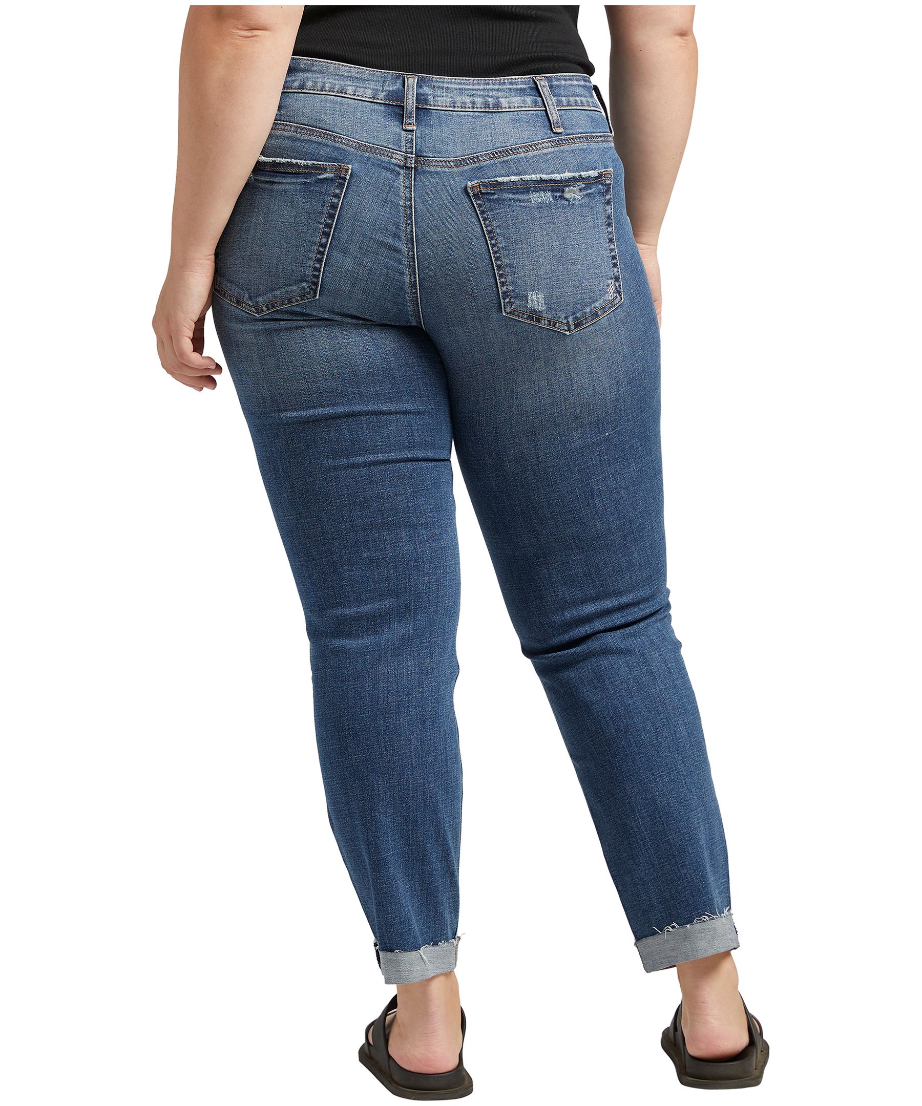 Jean à jambe droite et à taille mi-basse pour femmes, Silver, Suki, taille plus
