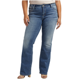 Silver Women's Elyse Mid Rise Slim Leg Jeans Plus Size Front_Flat