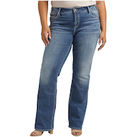 Silver Women's Elyse Mid Rise Slim Leg Jeans Plus Size Front_Flat