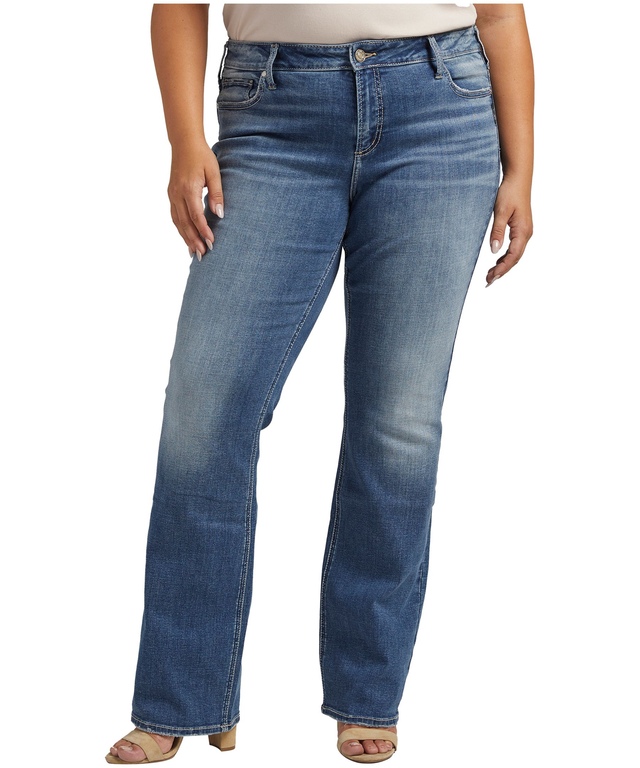 Silver Women's Elyse Mid Rise Slim Leg Jeans Plus Size
