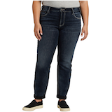 Silver Women's Boyfriend Mid Rise Slim Leg Jeans Plus Size Front_Flat