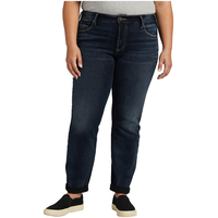 Silver Women's Boyfriend Mid Rise Slim Leg Jeans Plus Size Front_Flat