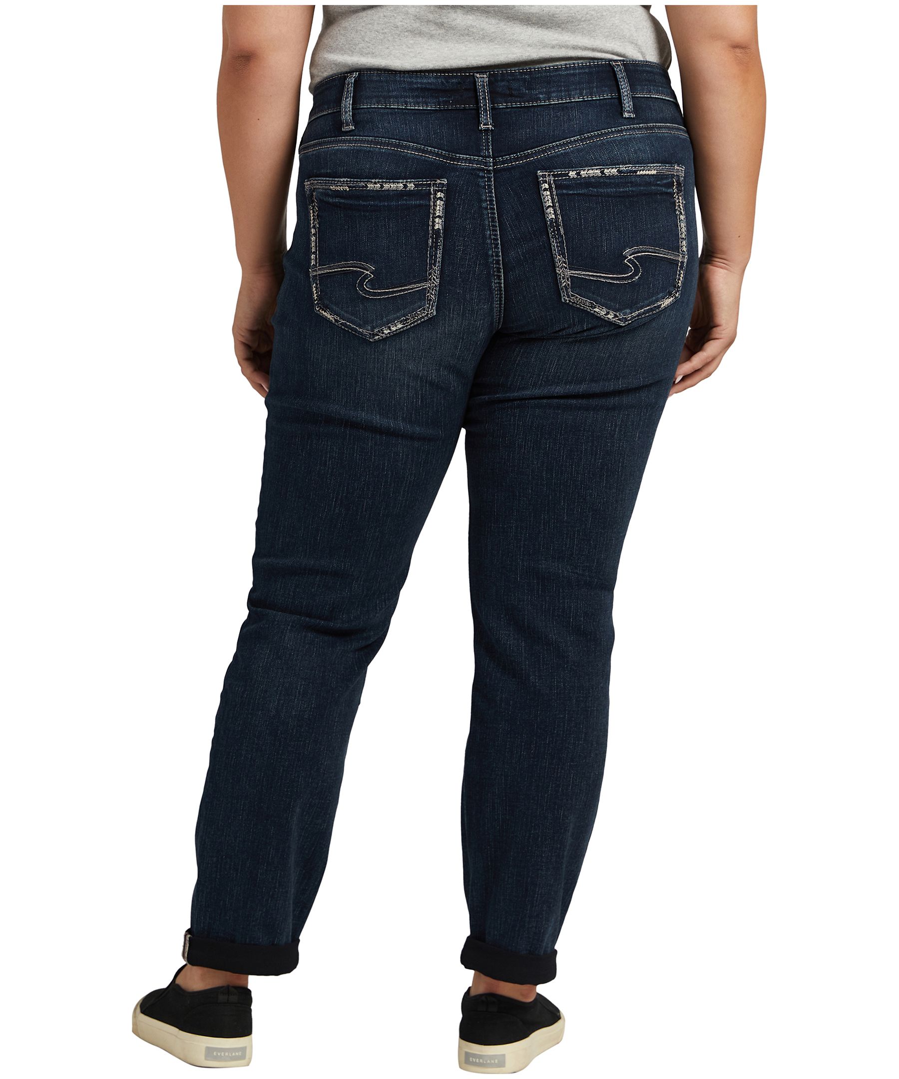 Silver Women's Boyfriend Mid Rise Slim Leg Jeans Plus Size