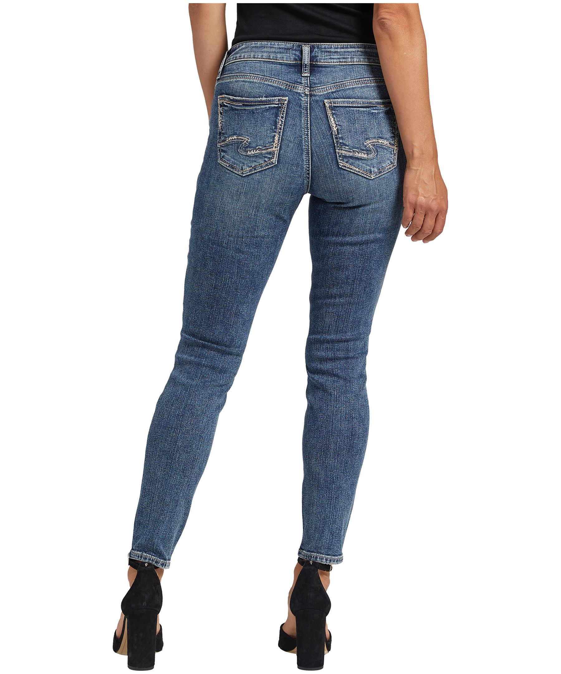 Jean moulant à taille mi-basse épousant les courbes pour femmes, Silver, Elyse