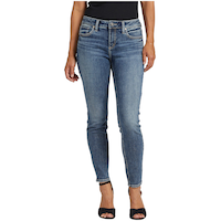 Silver Women's Elyse Curvy Fit Mid Rise Skinny Jeans Front_Flat