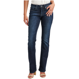 Jean coupe étroite semi-évasée à taille mi-basse épousant les courbes pour femmes, Silver, Suki Front_Flat