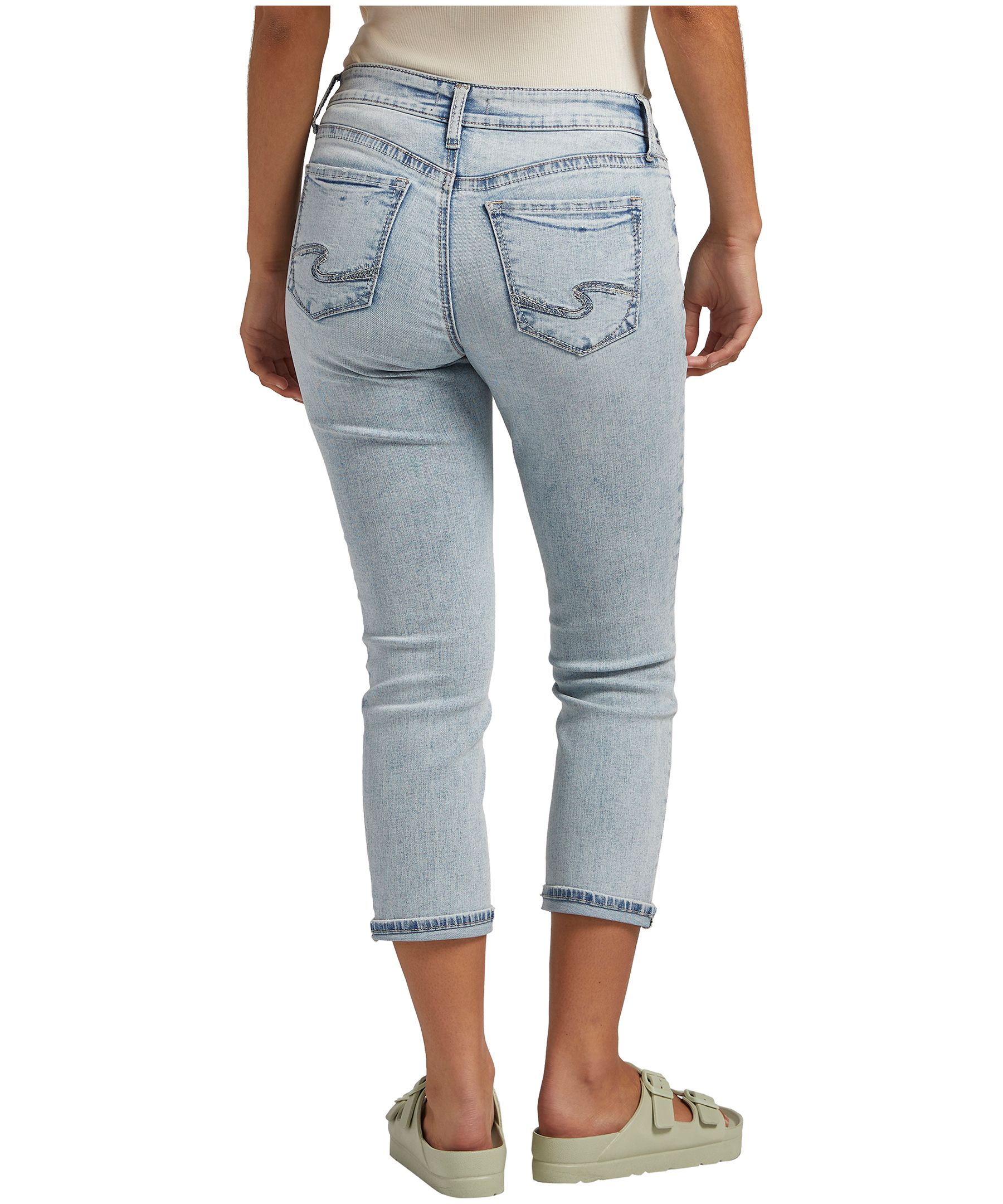 Jean capri à taille mi-basse épousant les courbes pour femmes, Silver, Suki