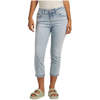 Silver Women's Elyse Curvy Fit Mid Rise Capri Jeans Front_Flat