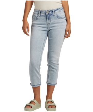 Jean capri à taille mi-basse épousant les courbes pour femmes, Silver, Suki