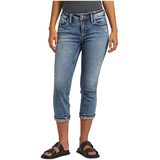 Jean capri à taille mi-basse épousant les courbes pour femmes, Silver, Suki Front_Flat