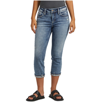 Jean capri à taille mi-basse épousant les courbes pour femmes, Silver, Suki Front_Flat