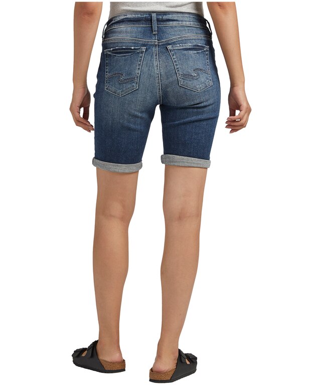 Silver Women's Elyse Curvy Fit Mid Rise Bermuda Jean Shorts Marks