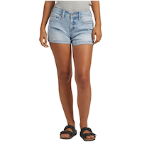 Silver Women's Boyfriend Mid-Rise Jean Shorts Front_Flat