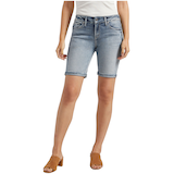 Silver Women's Suki Mid-Rise Bermuda Jean Shorts Front_Flat