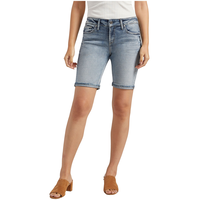 Silver Women's Suki Mid-Rise Bermuda Jean Shorts Front_Flat