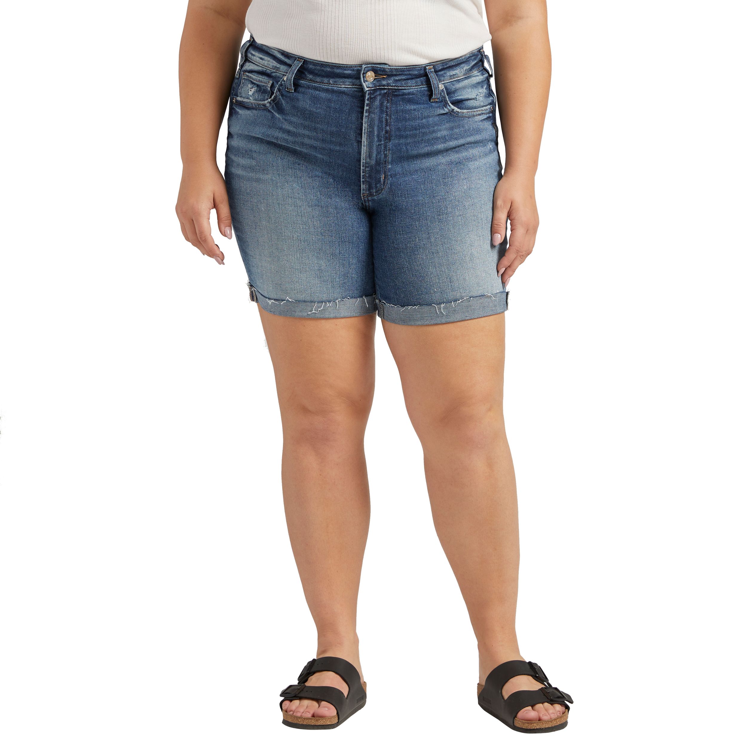 Silver Women's Sure Thing High Rise Long Shorts - Plus Size