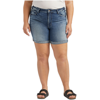 Silver Women's Sure Thing High Rise Long Shorts - Plus Size Front_Flat