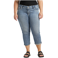 Jean capri à taille mi-basse épousant les courbes pour femmes, Silver, Suki Front_Flat