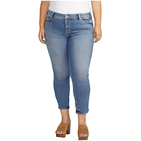 Jean court droit à taille mi-basse de taille plus pour femmes, Silver, Elyse Front_Flat