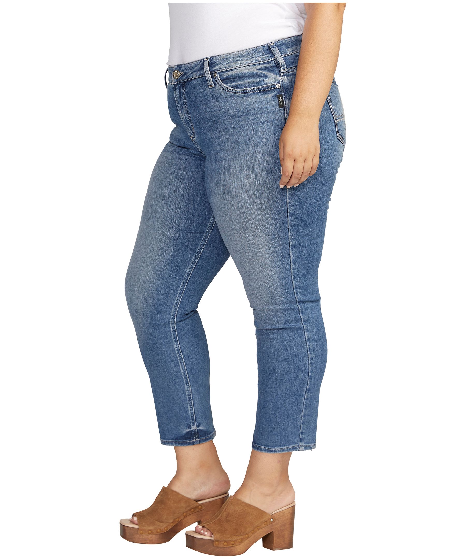 Jean court droit à taille mi-basse de taille plus pour femmes, Silver, Elyse