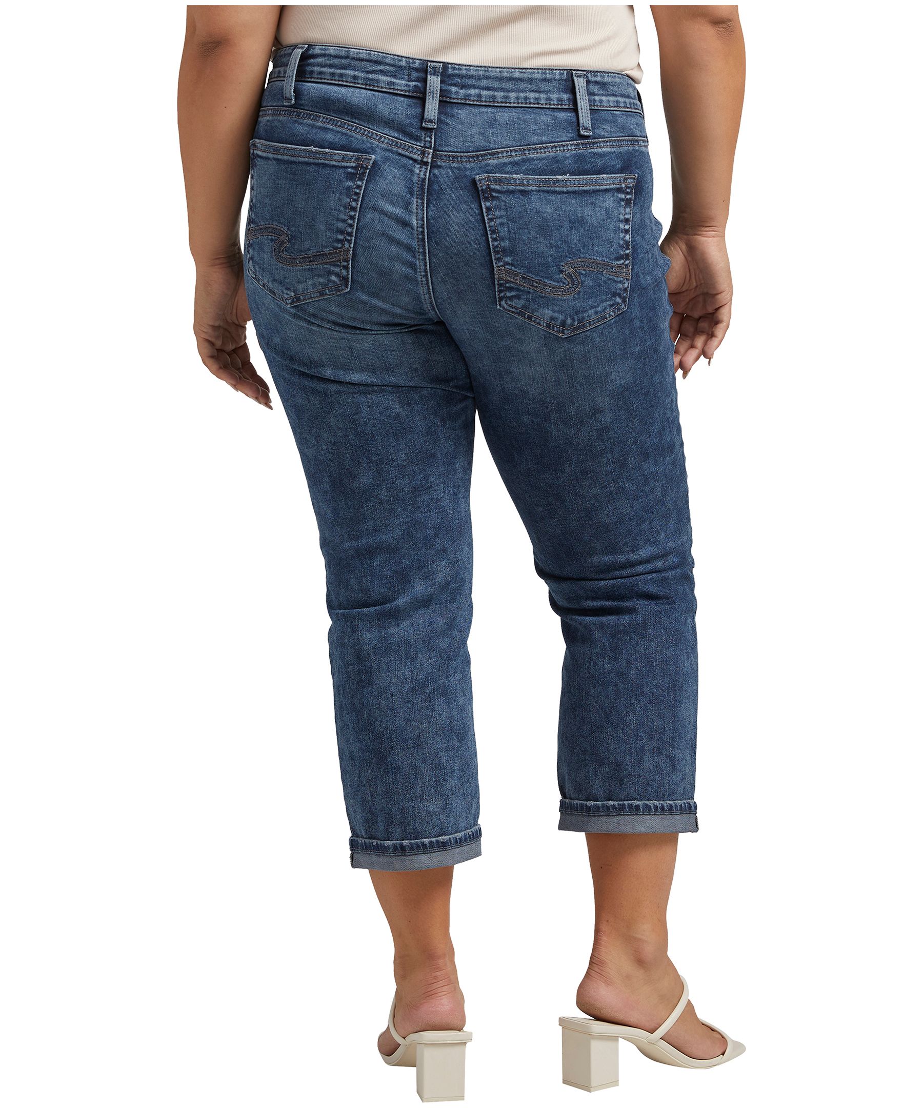 Silver Women's Suki Curvy Fit Mid Rise Capri Jeans - Plus Size