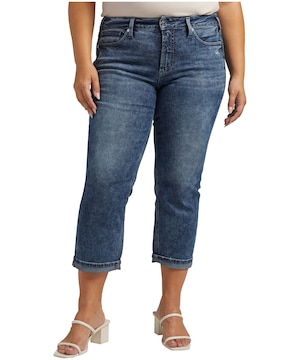 Silver Women's Suki Curvy Fit Mid Rise Capri Jeans - Plus Size