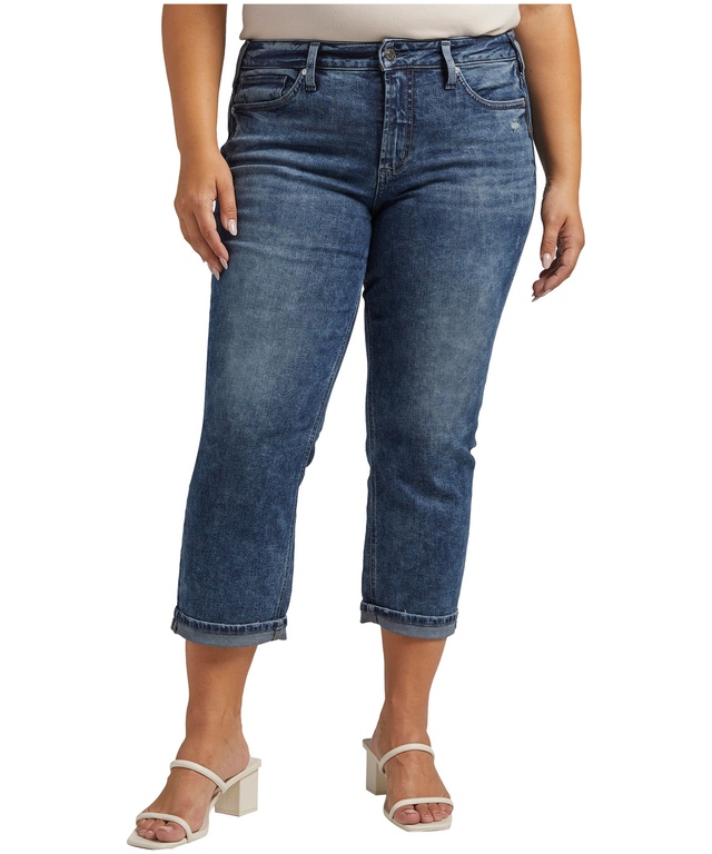 Silver Women's Suki Curvy Fit Mid Rise Capri Jeans - Plus Size