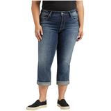 Jean capri à taille haute épousant les courbes pour femmes, Silver, Avery Front_Flat
