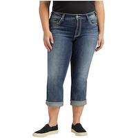 Jean capri à taille haute épousant les courbes pour femmes, Silver, Avery Front_Flat