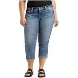 Silver Women's Britt Curvy Fit Low Rise Capri Jeans - Plus Size Front_Flat