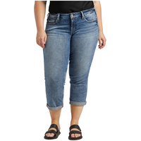 Silver Women's Britt Curvy Fit Low Rise Capri Jeans - Plus Size Front_Flat
