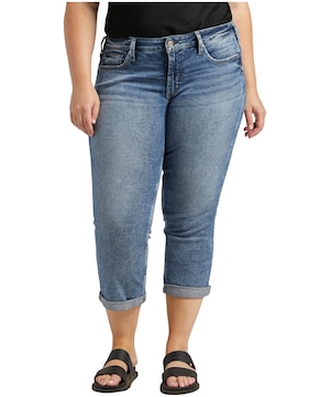 Silver Women's Britt Curvy Fit Low Rise Capri Jeans - Plus Size