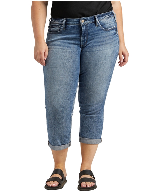 Silver Women's Britt Curvy Fit Low Rise Capri Jeans - Plus Size