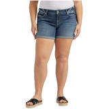 Silver Women's Britt Curvy Fit Low Rise Jean Shorts - Plus Size Front_Flat