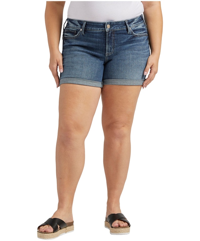 Silver Women's Britt Curvy Fit Low Rise Jean Shorts - Plus Size