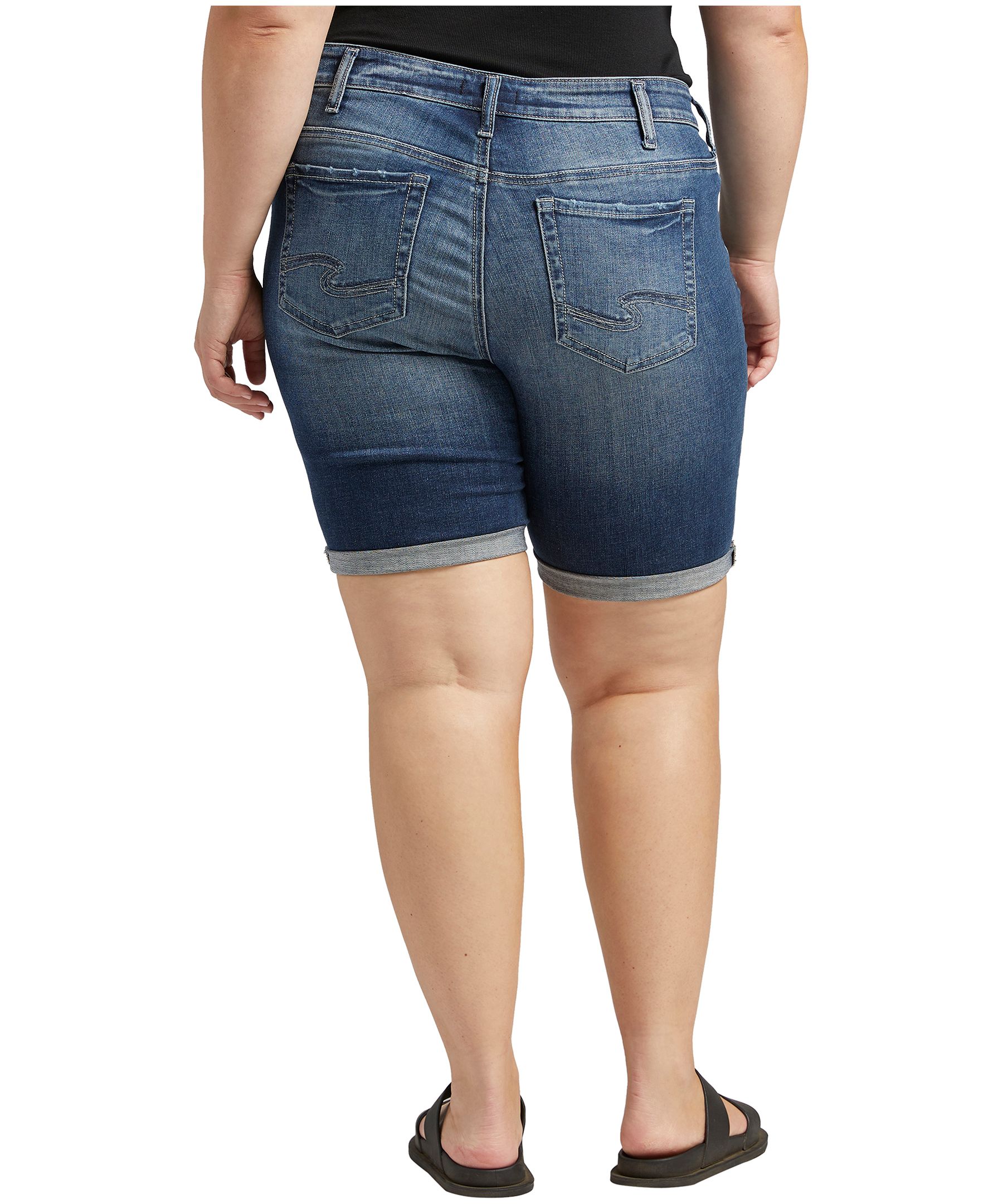 Silver Women's Elyse Mid Rise Bermuda Jean Short - Plus Size