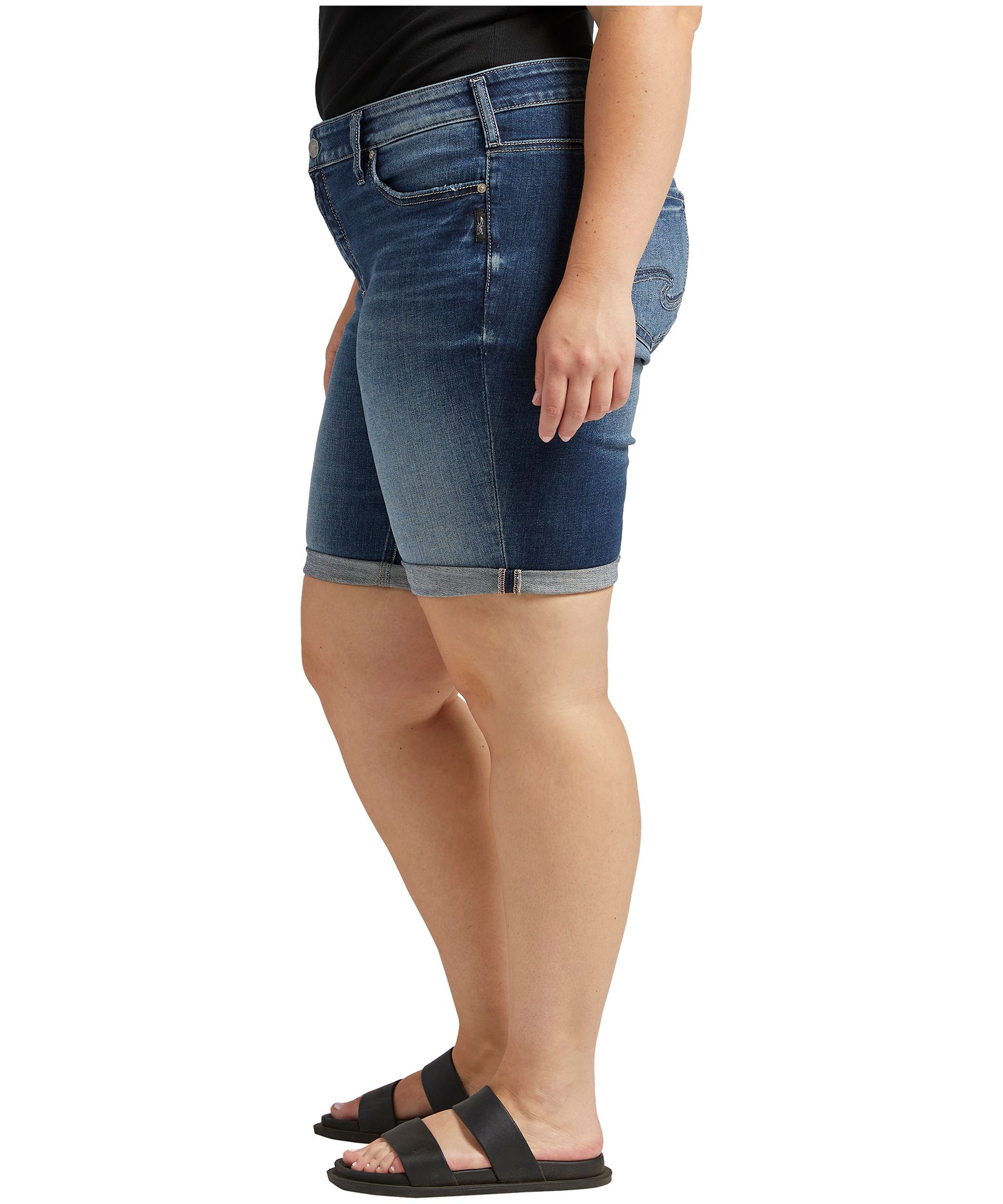 Silver Women's Elyse Mid Rise Bermuda Jean Short - Plus Size