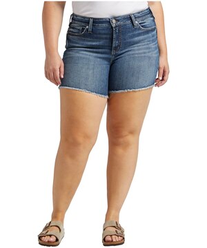 Silver Women's Suki Mid Rise Jean Shorts - Plus Size