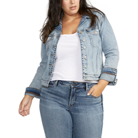 Silver Women's Fitted Jean Jacket Front_Flat