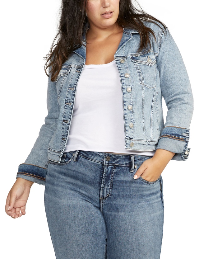 Silver Women's Fitted Jean Jacket