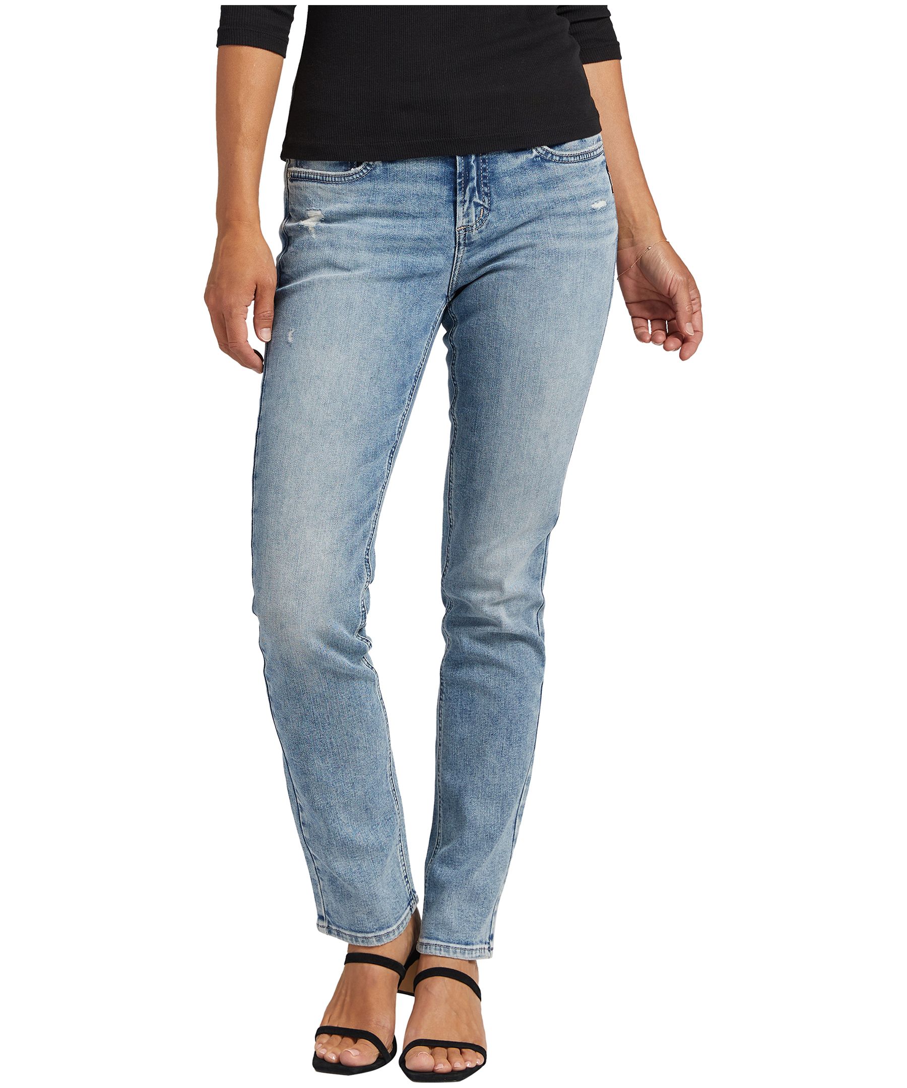 Jean à jambe droite et à taille mi-basse pour femmes, Silver, Elyse