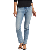 Jean à jambe droite et à taille mi-basse pour femmes, Silver, Elyse Front_Flat